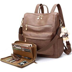 Women Backpack Multipurpose Set 2pcs Brown